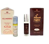 Classic & French Coffee - Olio profumato concentrato roll-on da 6 ml, confezione da 2, lunga durata, senza alcol, per uomini e donne, caffè ricco e calda fragranza orientale