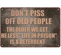 Classic Grumpy Advice Text Old School Tin Art 12x8 Inch