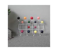 Classic Hang It All Coat Rack, Mid Century Modern Wall Mounted Coat Hooks with Painted Solid Wooden Walnut Balls Wood Color Coat Hanger (multicolor)-Y