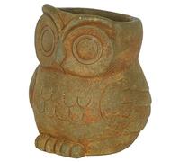 Classic Home and Garden Cement Buddies - Fioriera per interni ed esterni, con foro di drenaggio, gufo, grande, marrone ruggine, 14 cm