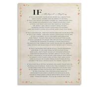 Classic If Poem by Rudyard Kipling Canvas Print Motivational Wall Art for Living Room Study(Framed,08x12inch(20x30cm))