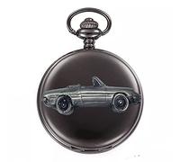 Classic Italian Sports car Romeo "Kham Tail Spider ref3 effetto peltro design su una cassa nera lucida regalo uomo orologio da tasca fob