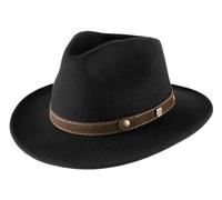 Classic Italy - Cappello Fedora Feltro Ripiegabile Idrorepellente Tesa Larga Classic Traveller II - Size 58 cm - Noir-galon-Marron