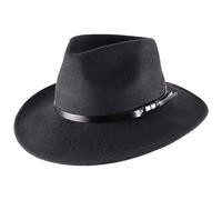 Classic Italy - Cappello Fedora Feltro Ripiegabile Idrorepellente Tesa Larga Classic Wide Fedora - Size 56 cm - Noir