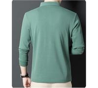 Classic Men Soft Cotton Casual Top Fashionable Solid Color Long Sleeve Lapel Collar Polo Shirt(Sky Blue,XXL)