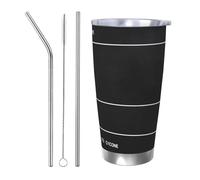 Classic Movie - Bicchiere da caffè nero da 590 ml, in acciaio inox, isolamento sottovuoto, con coperchio e cannuccia, tazza da viaggio a doppia parete per caldo/freddo, a prova di fuoriuscite, per