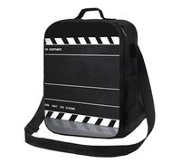 Classic Movie Clapboard Borsa per il pranzo nera per donne e uomini, isolata, riutilizzabile, a prova di perdite, contenitori per alimenti, borsa per pasti a tracolla, per lavoro, viaggi all'aperto