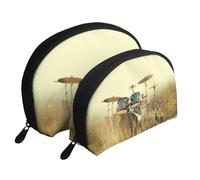 Classic Movie Clapboard Nero Portatile Shell Cosmetic Bag Set - Travel Makeup Organizer con Cerniera & Scomparti Interni, Musica Drum in Field, Taglia unica