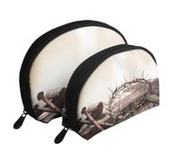 Classic Movie Clapboard Nero Portatile Shell Cosmetic Bag Set - Travel Makeup Organizer con Cerniera & Scomparti Interni, Croce e corona di spine, Taglia unica