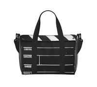 Classic Movie Clapboard nero stampa obliqua attraverso la mano borsa da viaggio in poliestere donne uomini borsone pernottamento borsone tote bag, nero, taglia unica, Nero, One Size
