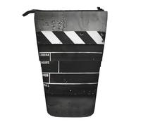 Classic Movie Clapboard Nero Stampa Telescopica In Piedi Matita Bag/Stand Up Cancelleria Bag/Makeup Bag/Storage Case, Nero , Taglia unica