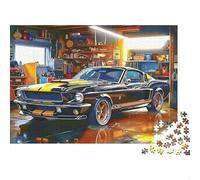 Classic Muscle Car Colourful Garage Mustang Car 1000 Pcs Jigsaw for Adults & Kids Unique Challenging Fun Activity 70x50cm/1000pcs