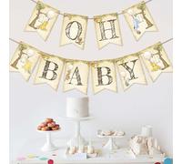 Classic Oh Baby Winnie Banner Baby Shower Signs, Adorabile Pooh Welcome Banner First Birthday Party Supplies