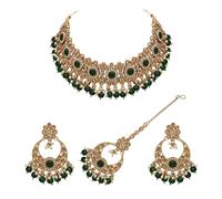 Classic Pearl Circle Reverse AD Choker Set (verde)