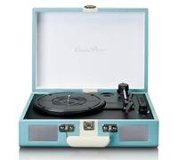 Classic Phono TT-110BUWH - Lettore di dischi con ricezione Bluetooth e altoparlanti integrati - Design retrò- Blu/Bianco