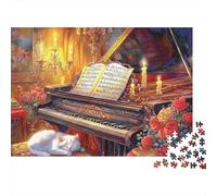 Classic Piano Scene 1000Pc Puzzle for Adults & Kids: Piano Candle Roses Sheet Fun Present & Activity for Home Age 12 Years Up 38x26cm/1000pcs