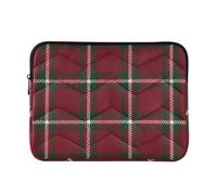 Classic Plaid Rosso Imbottito Computer Sleeve | Custodia per laptop Puffy con interno foderato in velluto e guida alle misure del dispositivo, misura grande