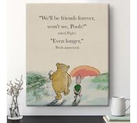 Classic Pooh Bear Citazioni Amicizia Dipinto su Tela Decorazione da Parete Retrò "Saremo Amici per Sempre" Dipinto su Tela per Decorazione da Parete per Scuola, Camera, 20,3 x 25,4 cm