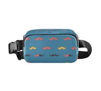 Classic Reggae Color Music Mini Crossbody Bag Marsupio con Cinghia Regolabile per Viaggi Corsa Escursionismo, Art Decor Baffi Pattern Retro Felice Festa del Papà, 1 Size