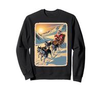 Classic Retro Husky Sled Team Christmas - Babbo Natale Felpa