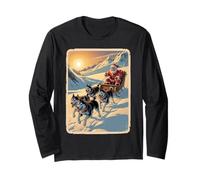 Classic Retro Husky Sled Team Christmas - Babbo Natale Maglia a Manica