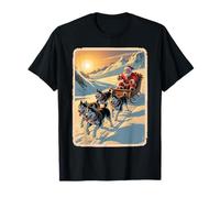 Classic Retro Husky Sled Team Christmas - Babbo Natale Maglietta