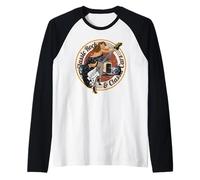 Classic Rock e Hotrod Cars, Stile nostalgico, Effetto Invecchiato Maglia con Maniche Raglan
