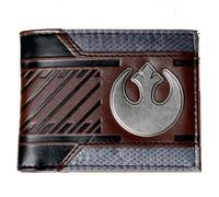Classic Sci-Fi Wars Silver Rebel Logo Brown Leather Bi-Fold Wallet