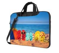Classic Slim Laptop Flip-flops su una spiaggia sabbiosa stampa borsa con tracolla e manico, valigetta ergonomica e borsa messenger, Nero , 14 inch