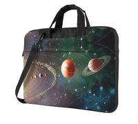 Classic Slim Laptop Planet Space Solar System Print Bag con tracolla e maniglia, valigetta ergonomica e borsa messenger, Nero , 15.6 inch