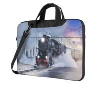 Classic Slim Laptop Steam Train Depart Sunset Print Bag con tracolla e maniglia, valigetta ergonomica e borsa messenger, Nero , 15.6 inch