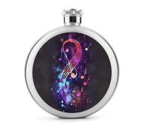 Classic Spirit Flask,Colorful Galaxy Musica Nota Stampa Hip Flask,Fiaschetta in acciaio inox per liquori,Fiaschetta tascabile da 141,7 g