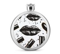 Classic Spirit Flask, Cool Black Lipstick Labbra Stampa Fiaschetta Fiaschetta,Fiaschetta in acciaio inox per liquori,Fiaschetta tascabile da 150 ml