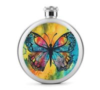 Classic Spirit Flask,Farfalla Tie Dye stampa fiaschetta,Fiaschetta in acciaio inox per liquori,Fiaschetta tascabile da 141,7 g