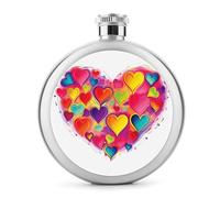 Classic Spirit Flask,Fiaschetta colorata con stampa a cuore,Fiaschetta in acciaio inox per liquori,Fiaschetta tascabile da 150 ml