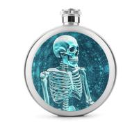 Classic Spirit Flask,Fiaschetta con stampa dello spazio di scheletro di colore,Fiaschetta in acciaio inox per liquori,Fiaschetta tascabile da 141,7 g