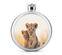 Classic Spirit Flask,Fiaschetta con stampa leone,Fiaschetta in acciaio inox per liquori,Fiaschetta tascabile da 141,7 g