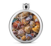 Classic Spirit Flask,Sea Shell Treasures Print Hip Flask,Fiaschetta in acciaio inox per liquori,Fiaschetta tascabile da 141,7 g