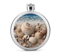 Classic Spirit Flask,Seashells by The Seashore Print Hip Flask,Fiaschetta in acciaio inox per liquori,Fiaschetta tascabile da 150 ml