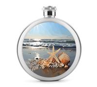 Classic Spirit Flask,Seashells on The Beach Print Hip Flask,Fiaschetta in acciaio inox per liquori,Fiaschetta tascabile da 141,7 g