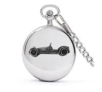 Classic Sports Car 7 Series 3 ref116 effetto peltro design su una cassa argento lucido regalo uomo orologio da tasca fob