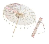 Classic Umbrella Decor, Stage Performance Umbrella, Tassel for Dance, 82 cm, Beige, Legno e Seta, per Scene di Danza e Servizio Fotografico