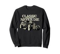 Classic Wheels Never Die T-Shirt - Vintage Hot Rod Car Tee Felpa
