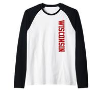Classic Wisconsin Print Retro Varsity Vintage Maglia con Maniche Raglan