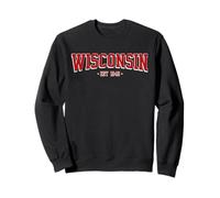 Classic Wisconsin Print Retro Varsity Vintage Wisconsin Felpa