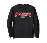 Classic Wisconsin Print Retro Varsity Vintage Wisconsin Maglia a Manica