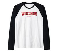 Classic Wisconsin Print Retro Varsity Vintage Wisconsin Maglia con Maniche Raglan