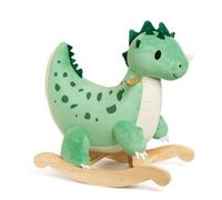 Classic World Dinosauro Rocker, giocattolo cavalcabile in peluche con base in legno, verde, per bambini dai 12 mesi in su