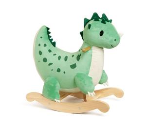 Classic World Dinosauro Rocker, giocattolo cavalcabile in peluche con base in legno, verde, per bambini dai 12 mesi in su