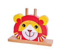 Classic World Set di puzzle in legno con blocchi di leone, impilabile, giocattolo educativo e per lo sviluppo, include 12 blocchi, 1 base con 4 tasselli, 5 schede di istruzioni, 21 x 6 x 16 cm, dai 18